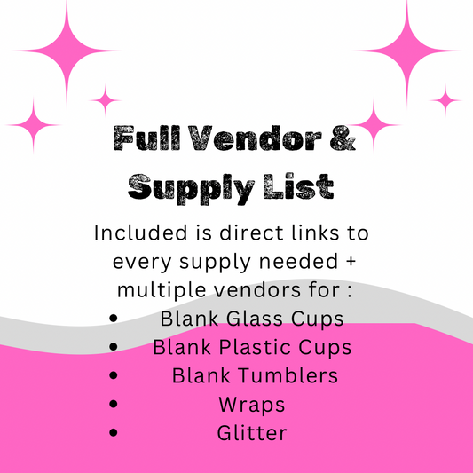 Full Vendor & Supply List For Cups - Digital Product