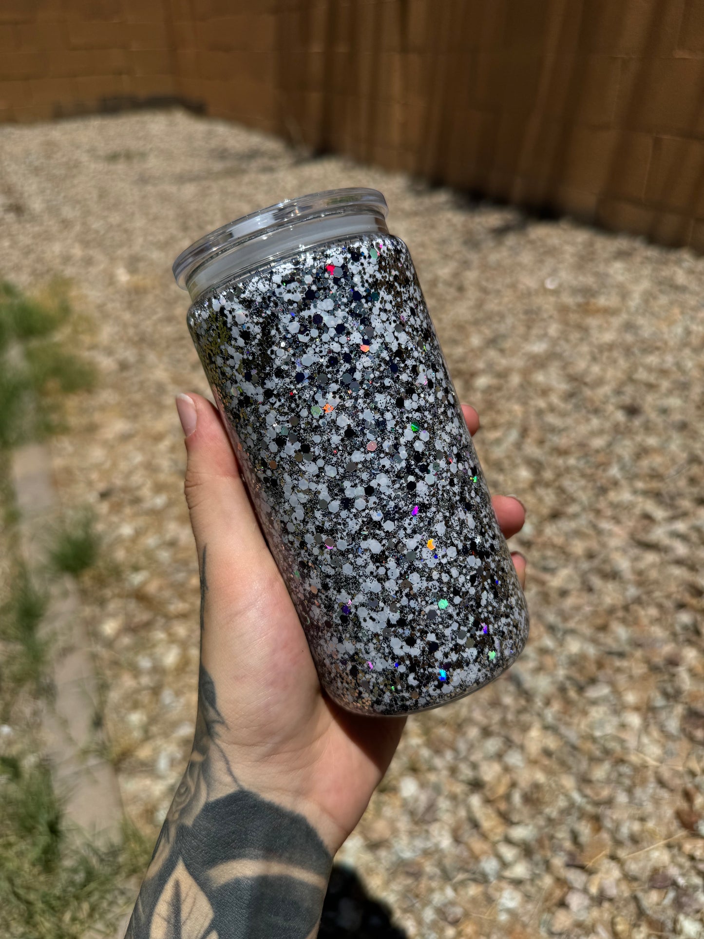 White/Black/Silver Glitter Cup 16oz