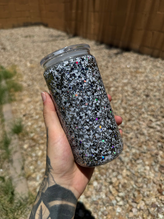 White/Black/Silver Glitter Cup 16oz